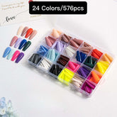 24 Colors 576 pcs /Set Press On Nails 24pcs/Color TF-006